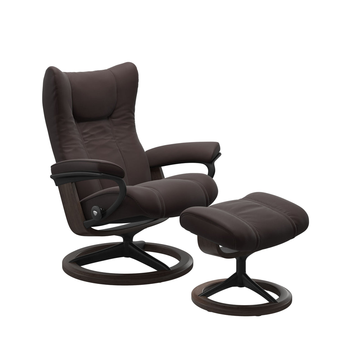 Stressless Wing Chair and Ottoman Large in Chocolate
