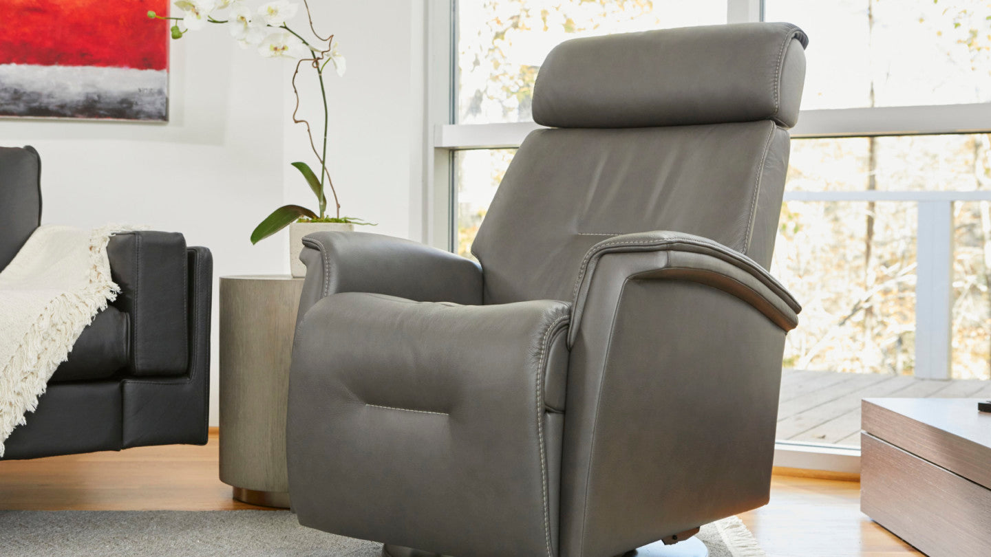Rome Power Swing Recliner in Graphite by Fjords