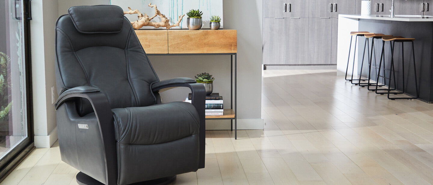 Helsinki Small Manual Swing Recliner in Tan by Fjords