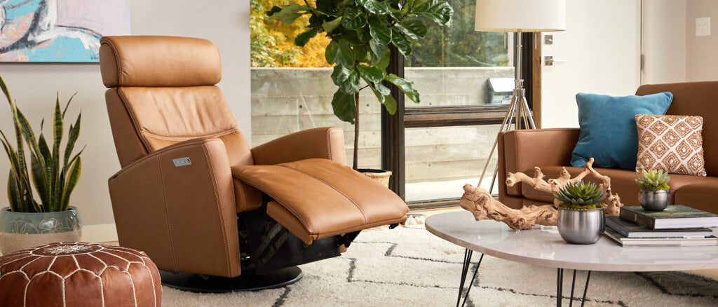 Milan Power Swing Relaxer Recliner in Vintage Cognac by Fjords