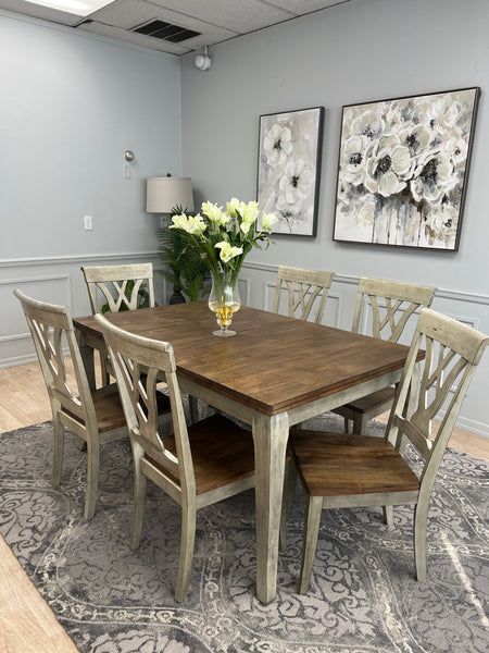 Solid Wood Table w/Light Grey Finish & Rustic Brown Top by Allwood Furniture