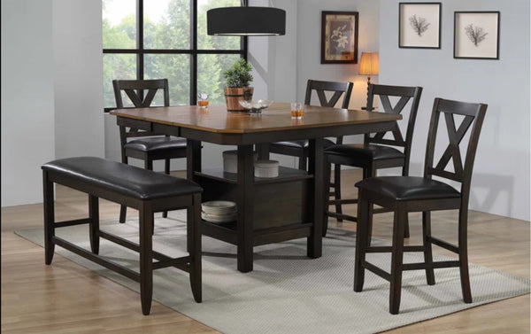 Walnut Veneer Top Two Tone Dining Set by Allwood Furniture