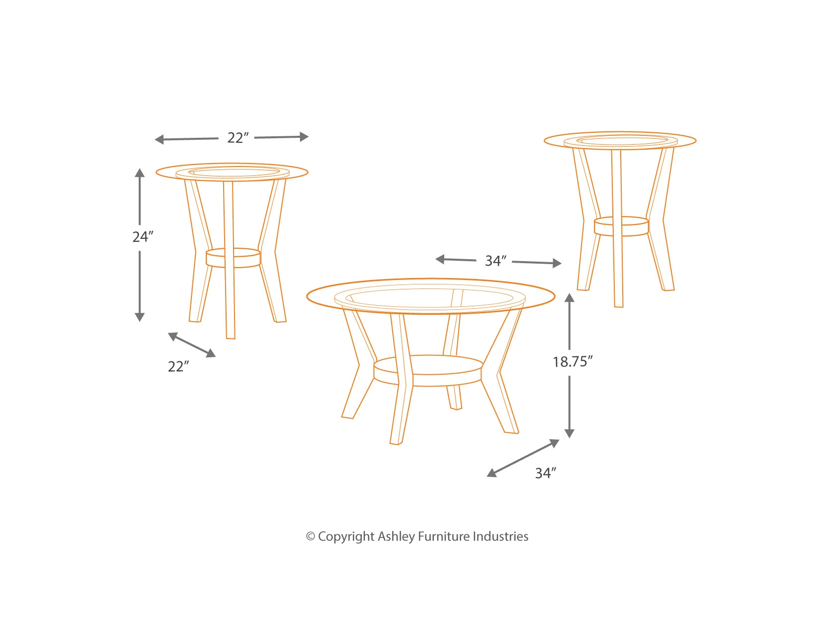 Fanteli Set of 3 Tables by Ashley