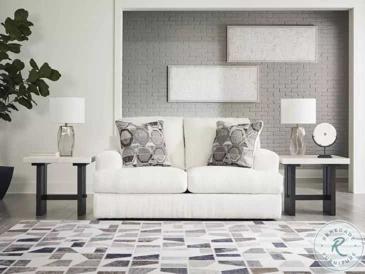 Karinne Linen White Loveseat by Ashley