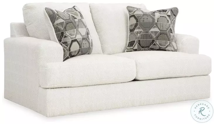 Karinne Linen White Loveseat by Ashley