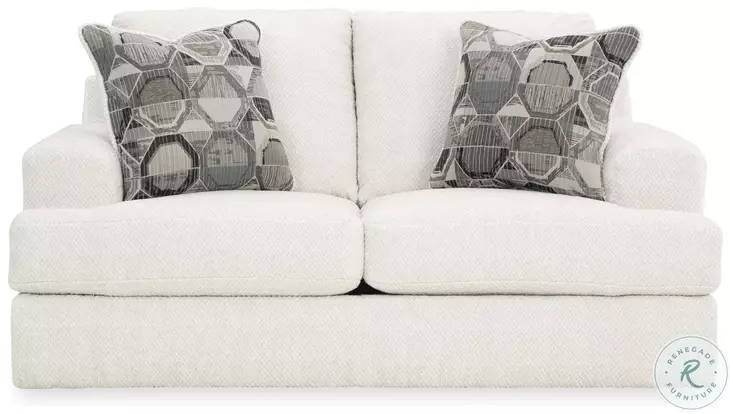 Karinne Linen White Loveseat by Ashley