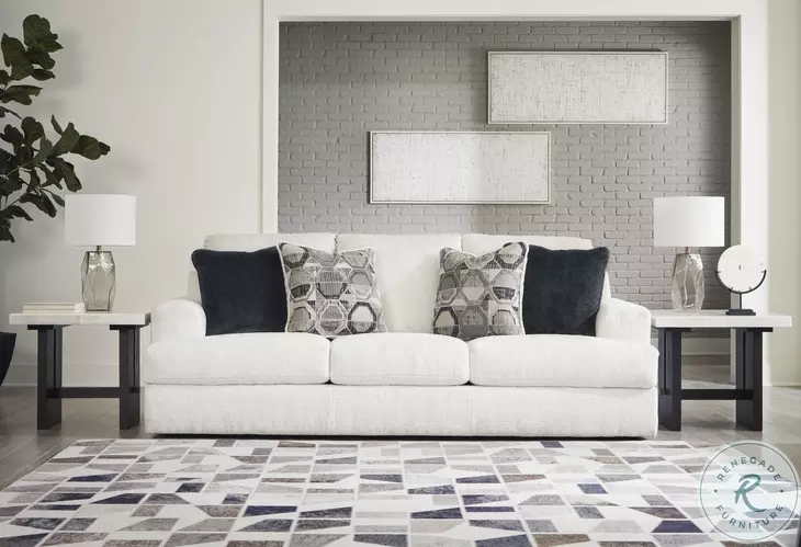 Karinne Linen White Sofa by Ashley