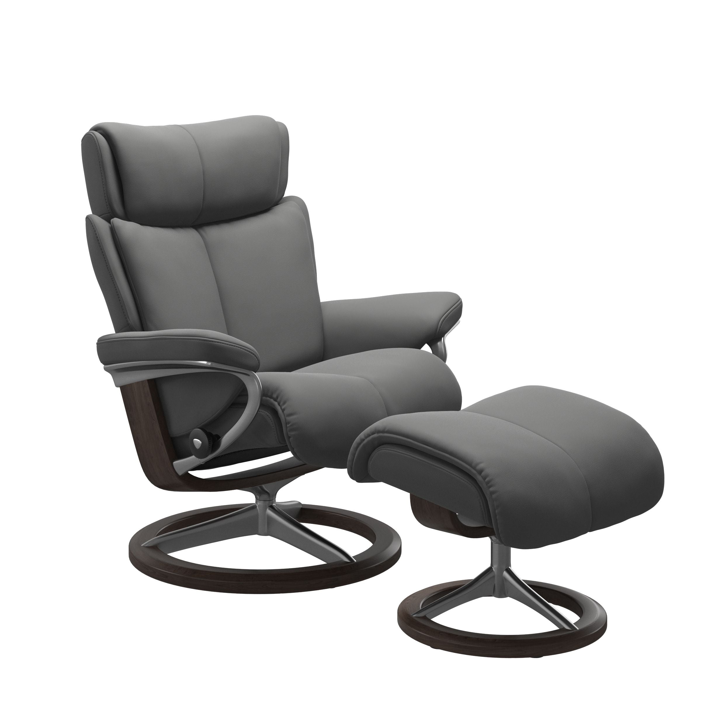 Stressless Magic Chair and Ottoman Medium in Neutral Gray