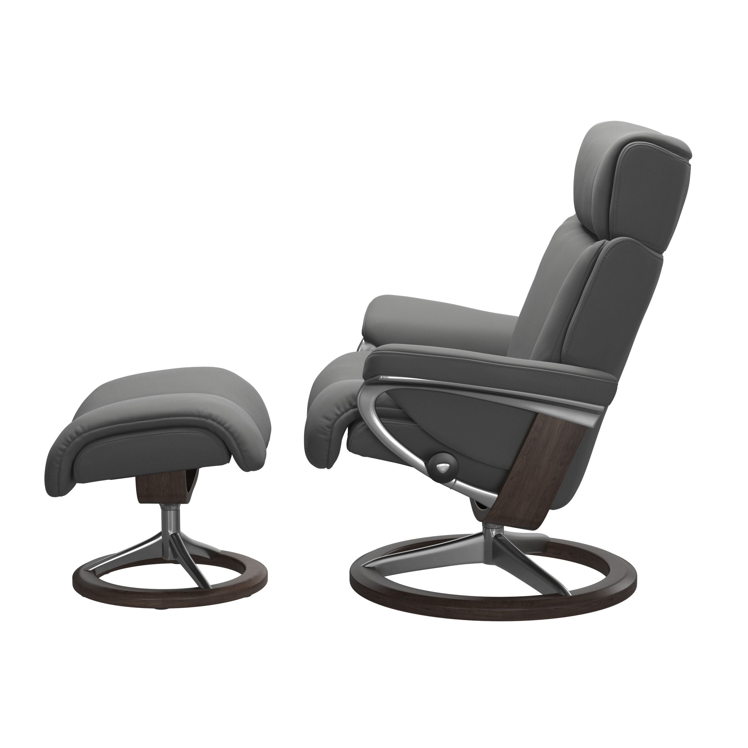 Stressless Magic Chair and Ottoman Medium in Neutral Gray
