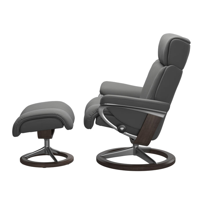 Stressless Magic Chair and Ottoman Medium in Neutral Gray