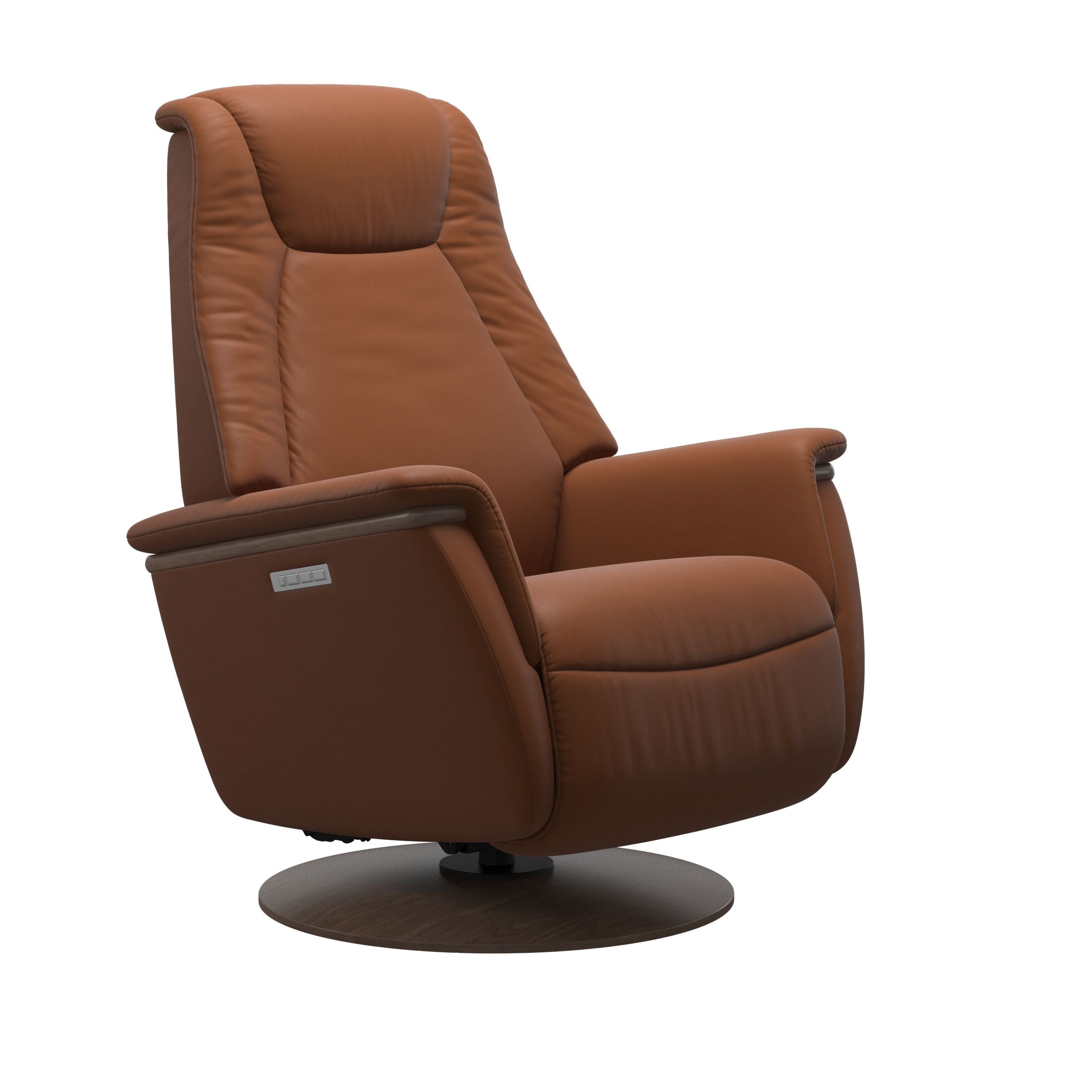 Stressless® Max Power Recliner Chair Medium in New Cognac/Walnut Base