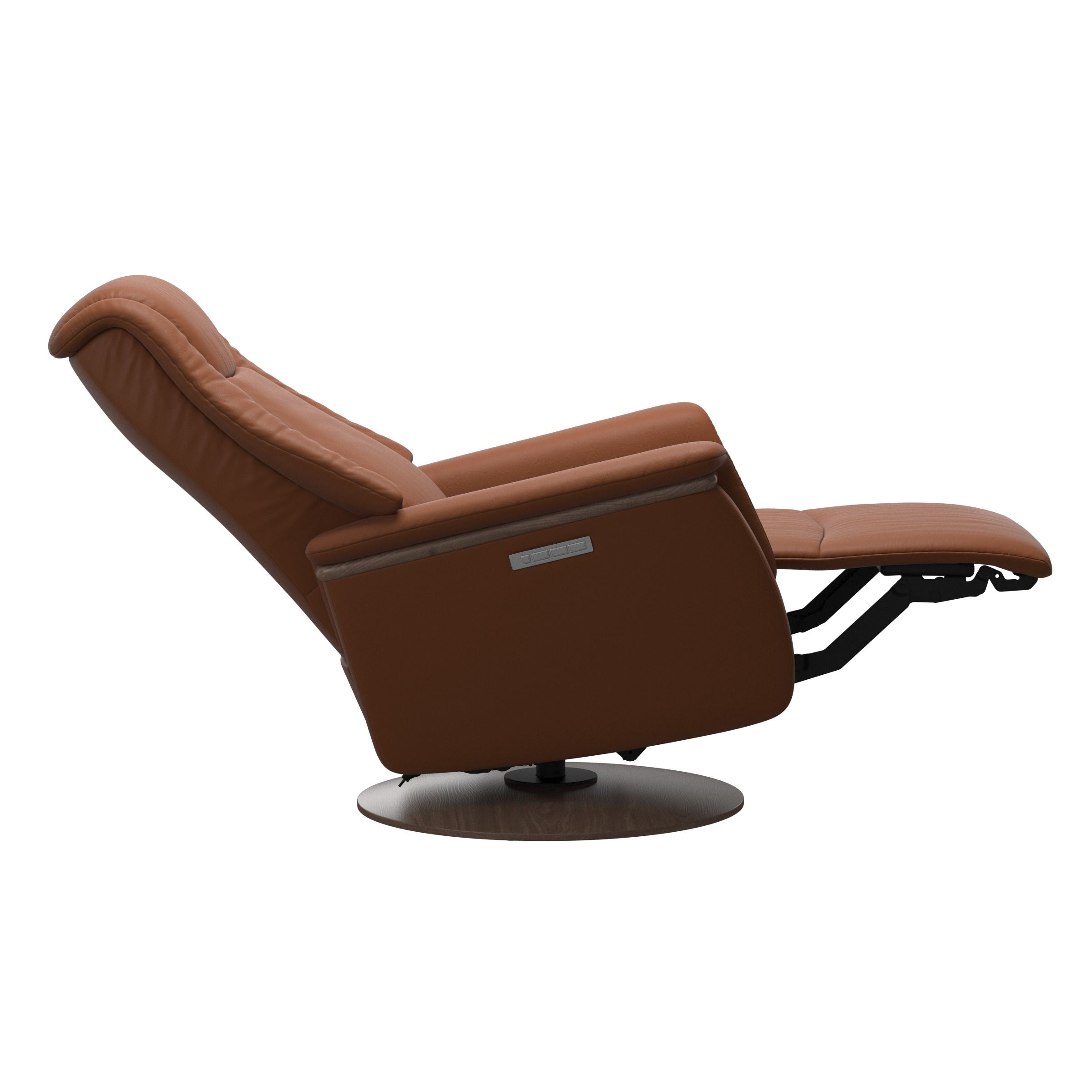 Stressless® Max Power Recliner Chair Medium in New Cognac/Walnut Base