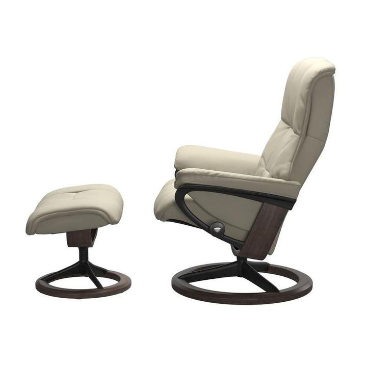 Stressless® Mayfair Chair and Ottoman Small Classic Base Chair in Taupe