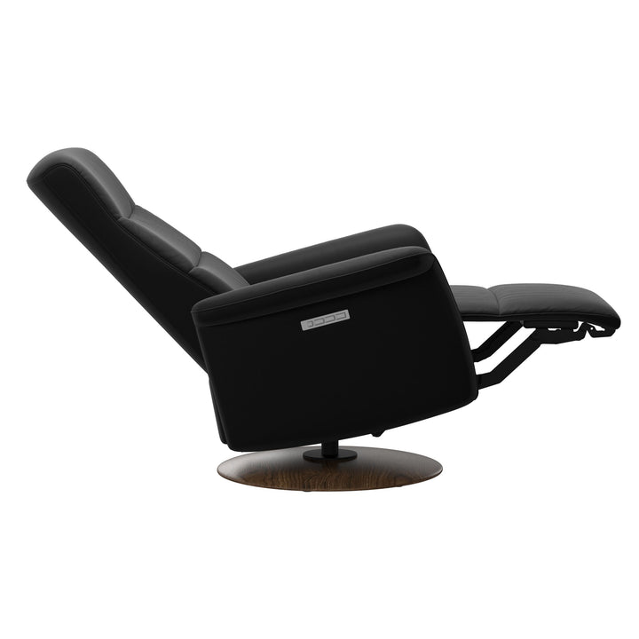 Stressless® Mike Power Recliner Chair Large in Black/Teak Base