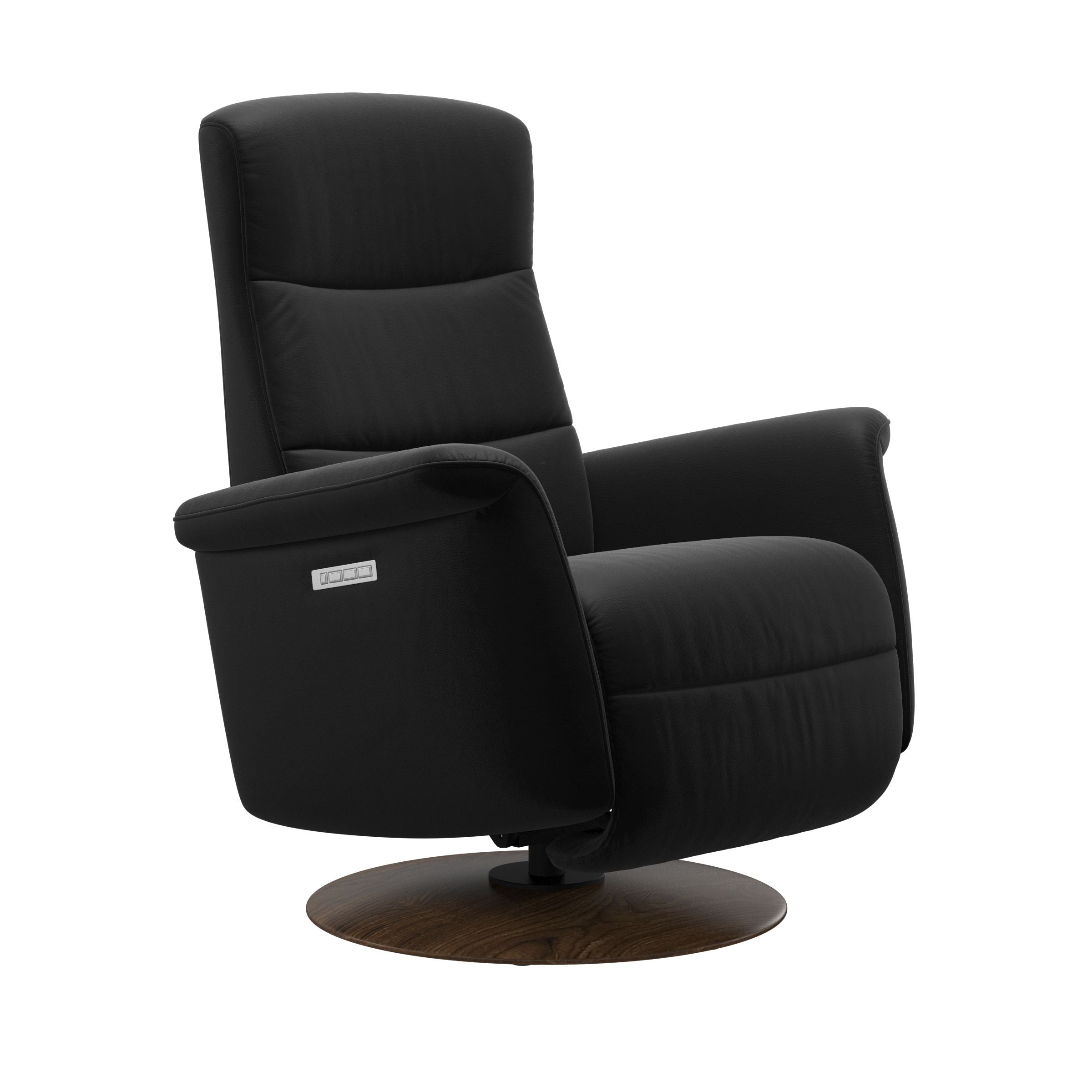 Stressless® Mike Power Recliner Chair Medium in Black/Teak Base