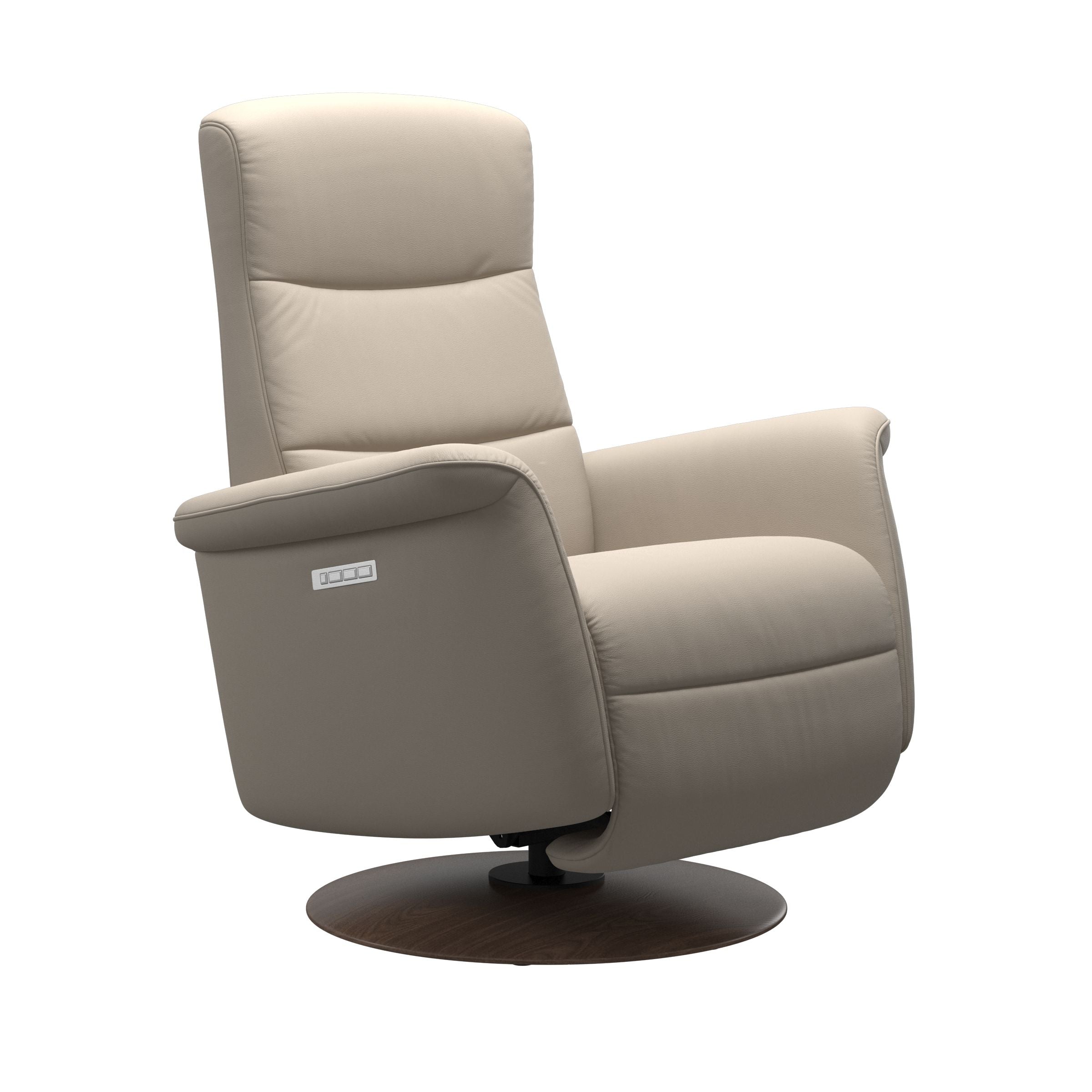Stressless® Mike Power Recliner Chair Small in Fog/Walnut Base