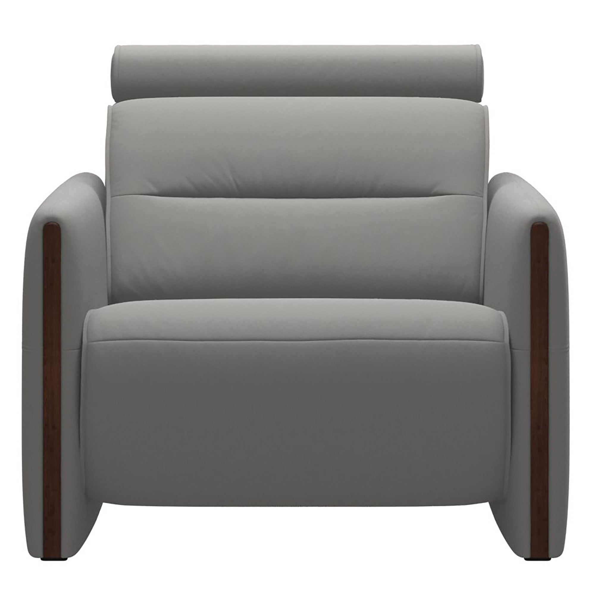 Stressless® Emily Power Recliner Wood Arm with Adjustable Headrest in Silver