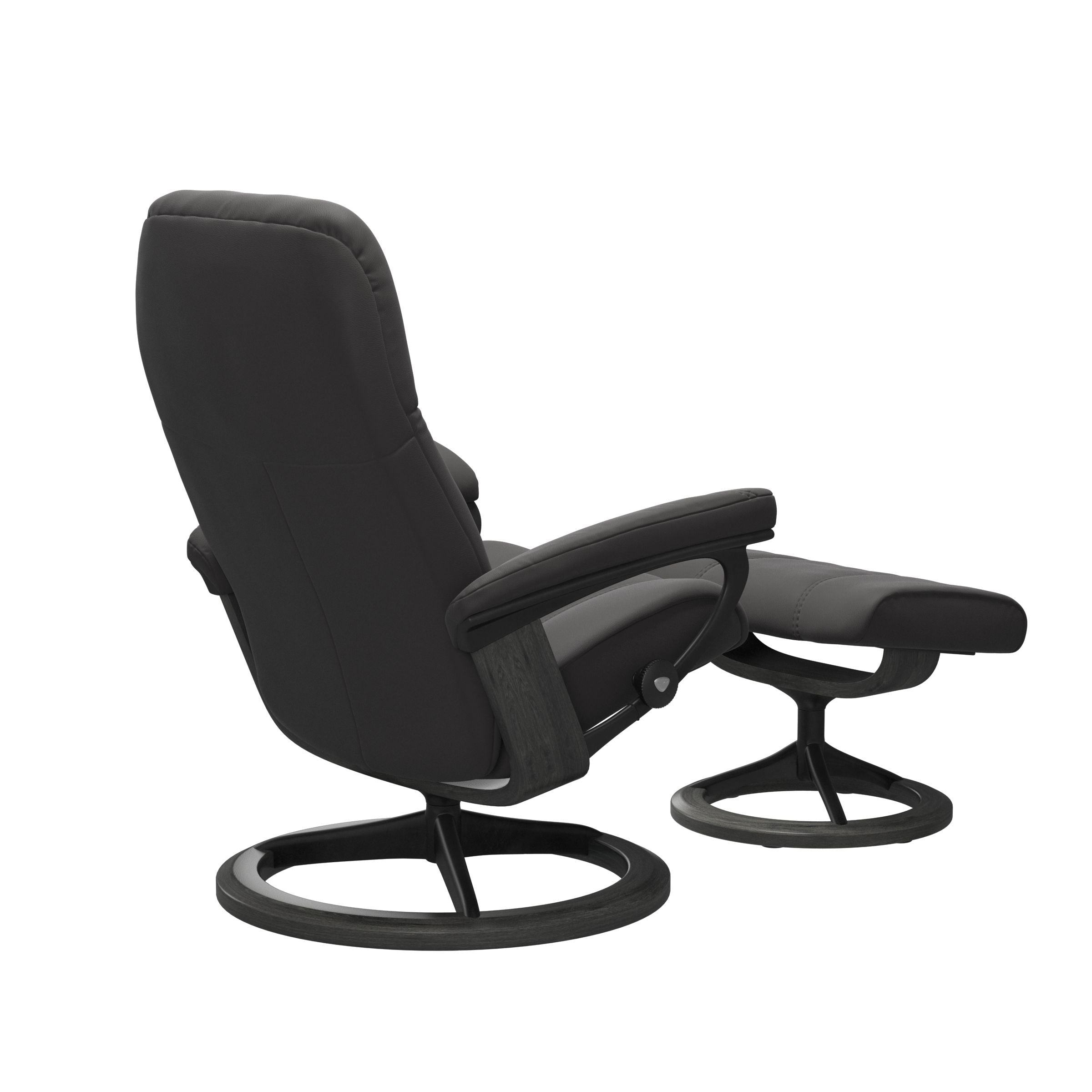 Clearance: Stressless Large Consul Signature Base Recliner with Ottoman in Paloma Rock