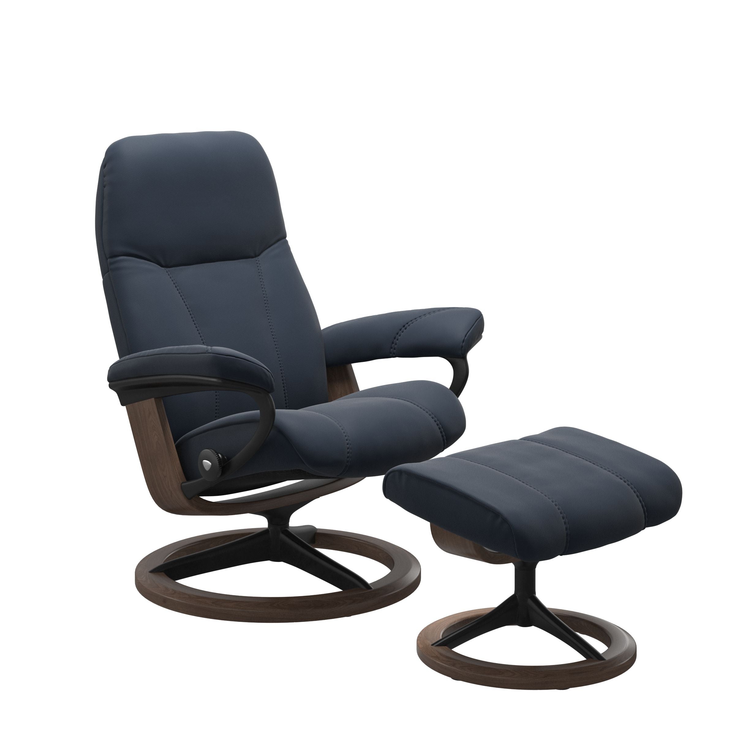 Stressless Consul Chair and Ottoman Medium in Oxford Blue