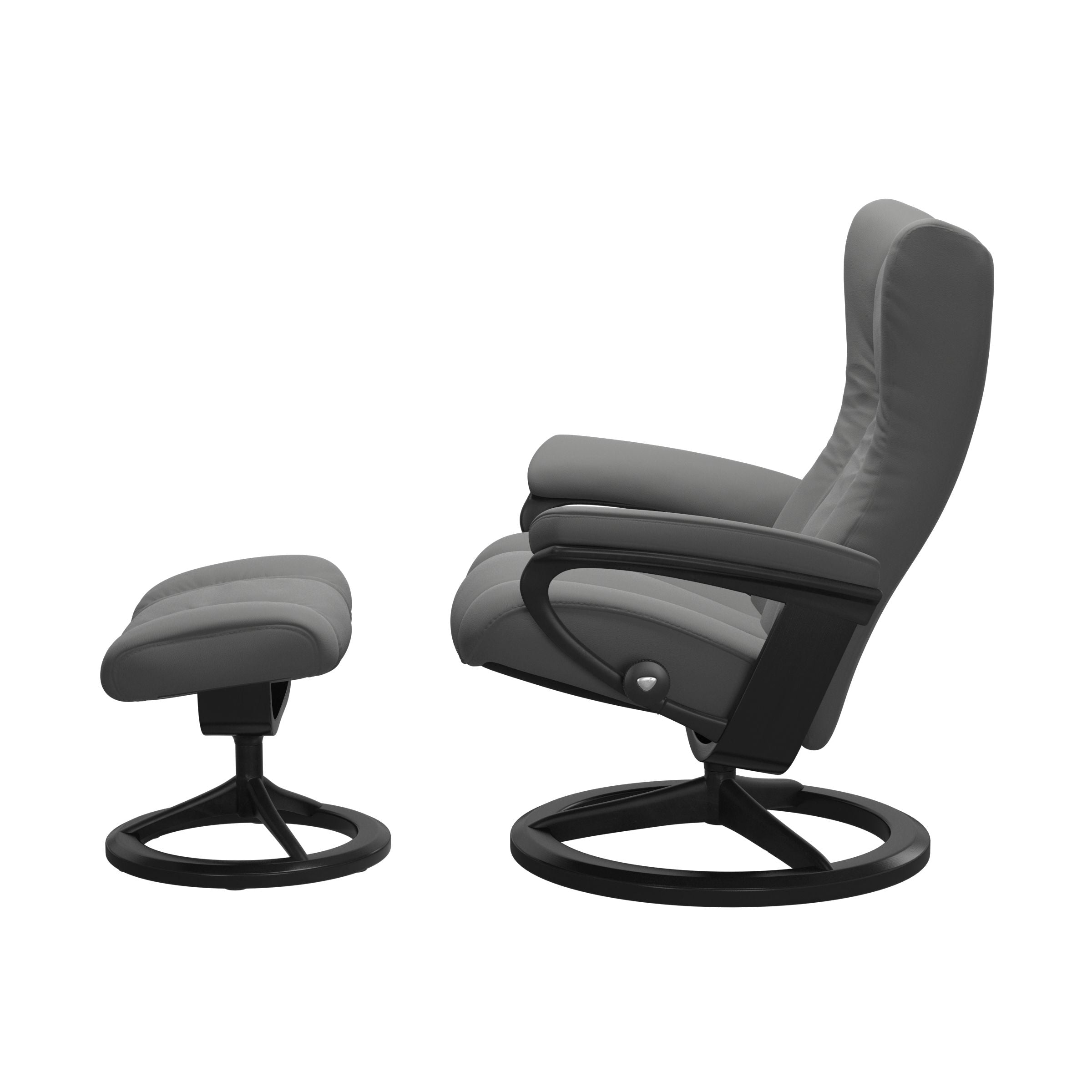 Stressless Wing Chair and Ottoman Large in Neutral Grey