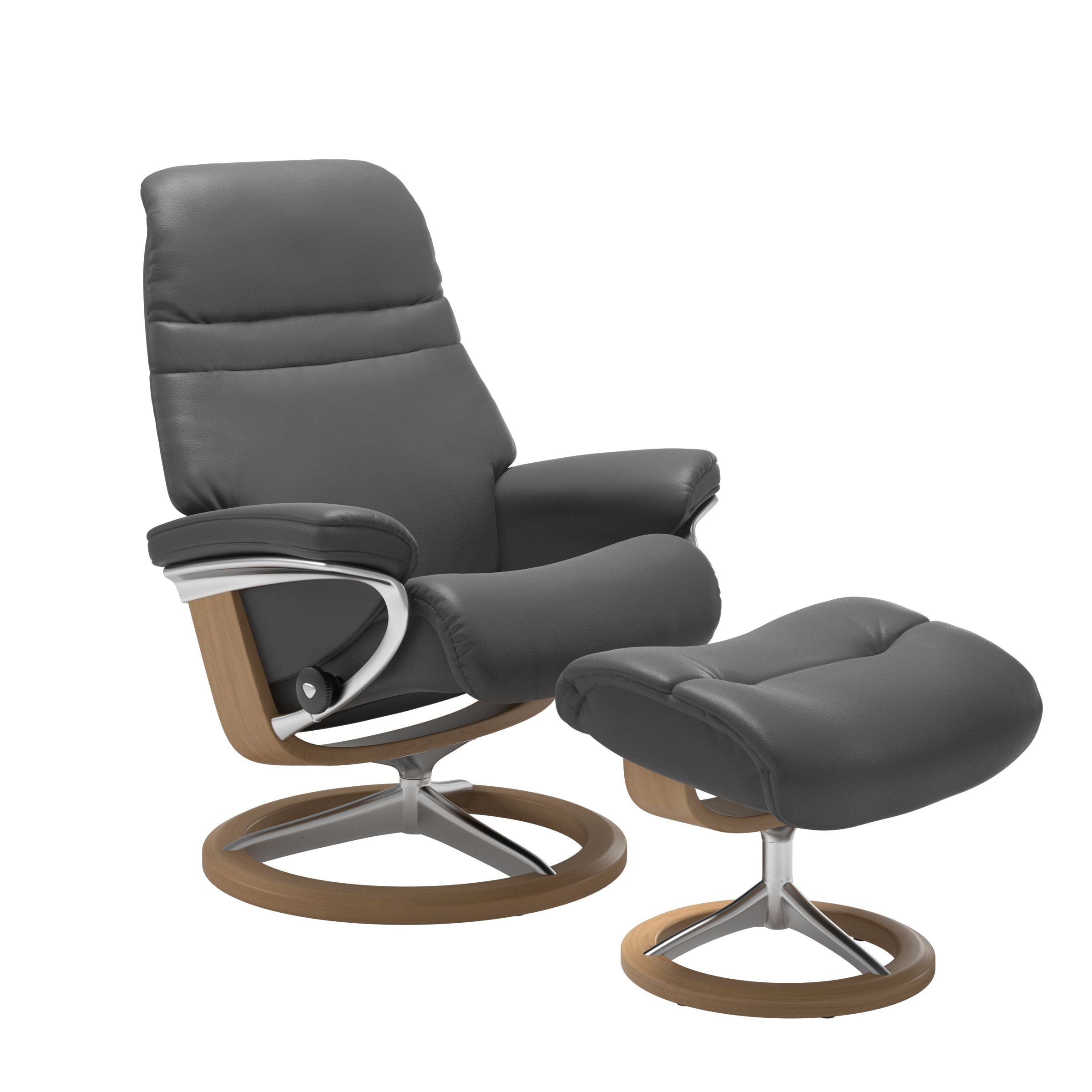 Stressless Sunrise Chair and Ottoman Medium in Misty Grey