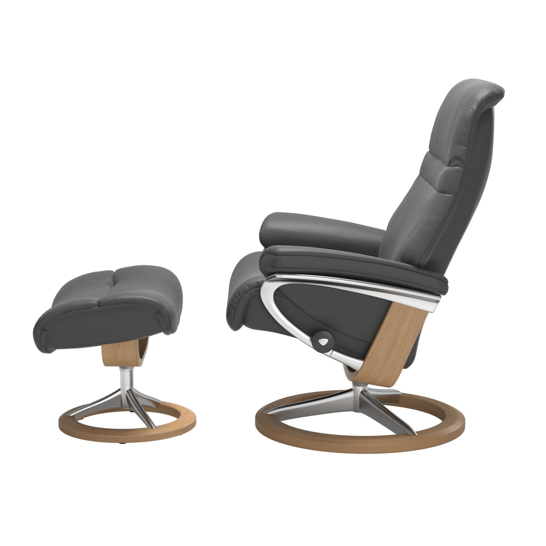 Stressless Sunrise Chair and Ottoman Medium in Misty Grey