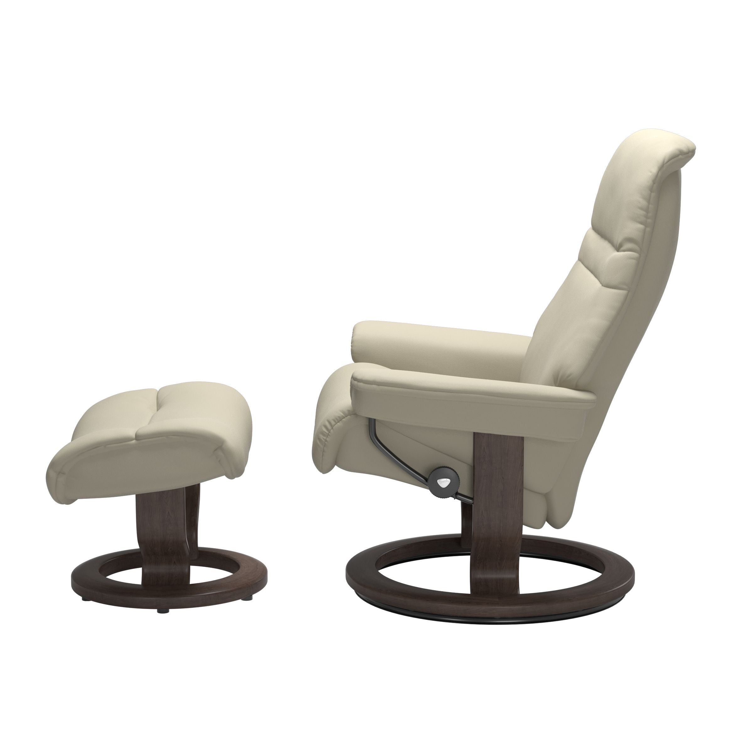 Stressless Sunrise Chair and Ottoman Medium in Light Grey