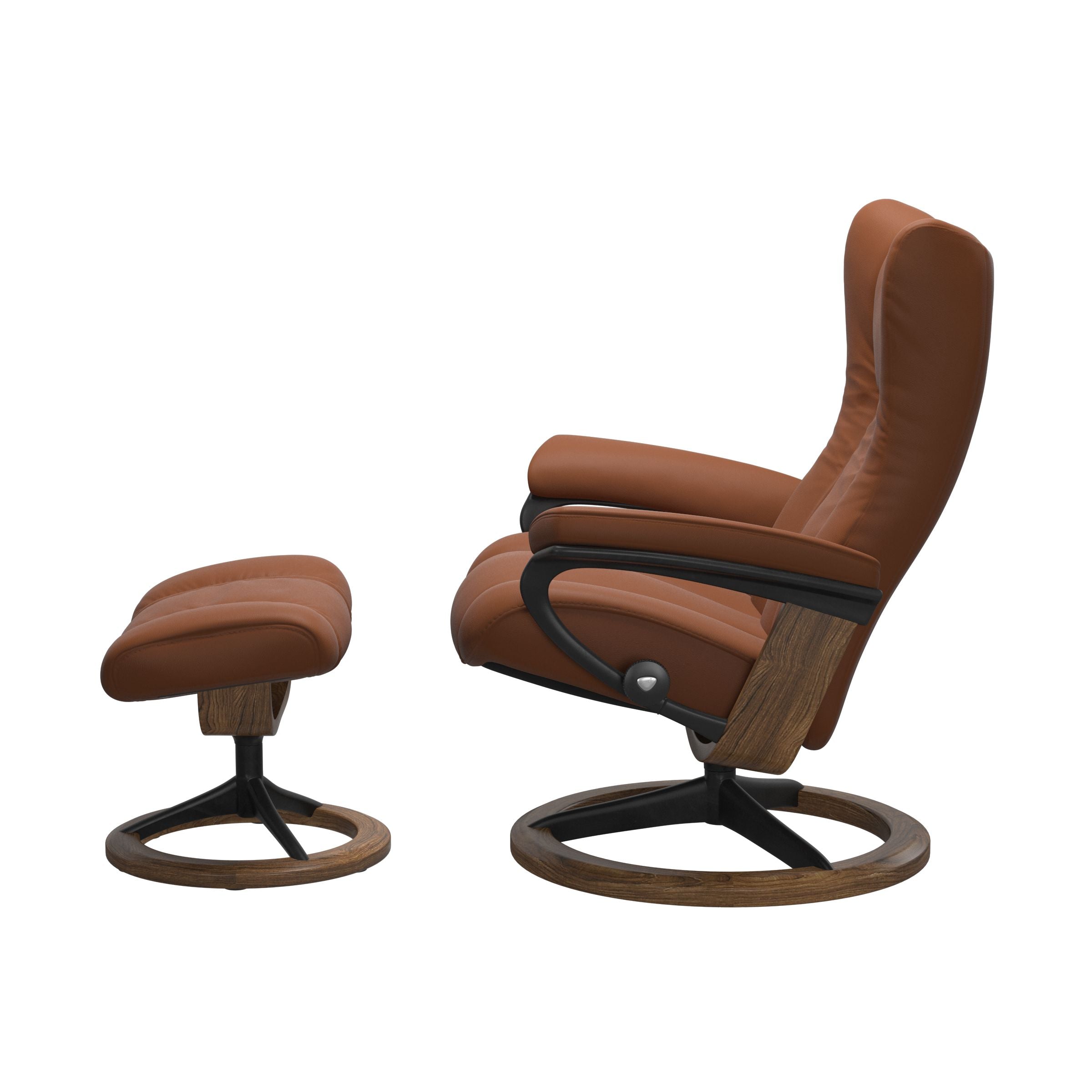 Stressless Wing Chair and Ottoman Large in Cognac