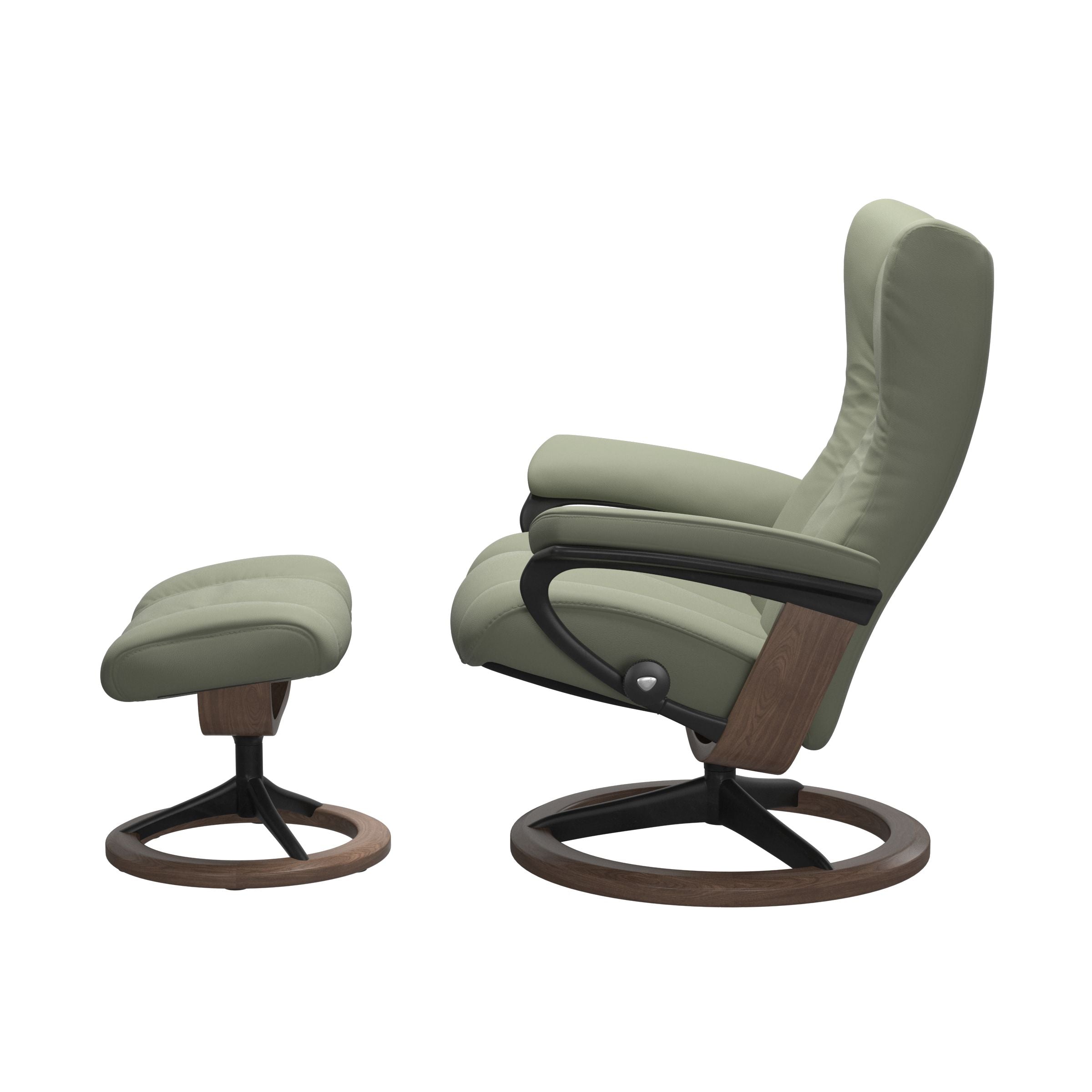 Stressless Wing Chair and Ottoman Small in Shadow Green