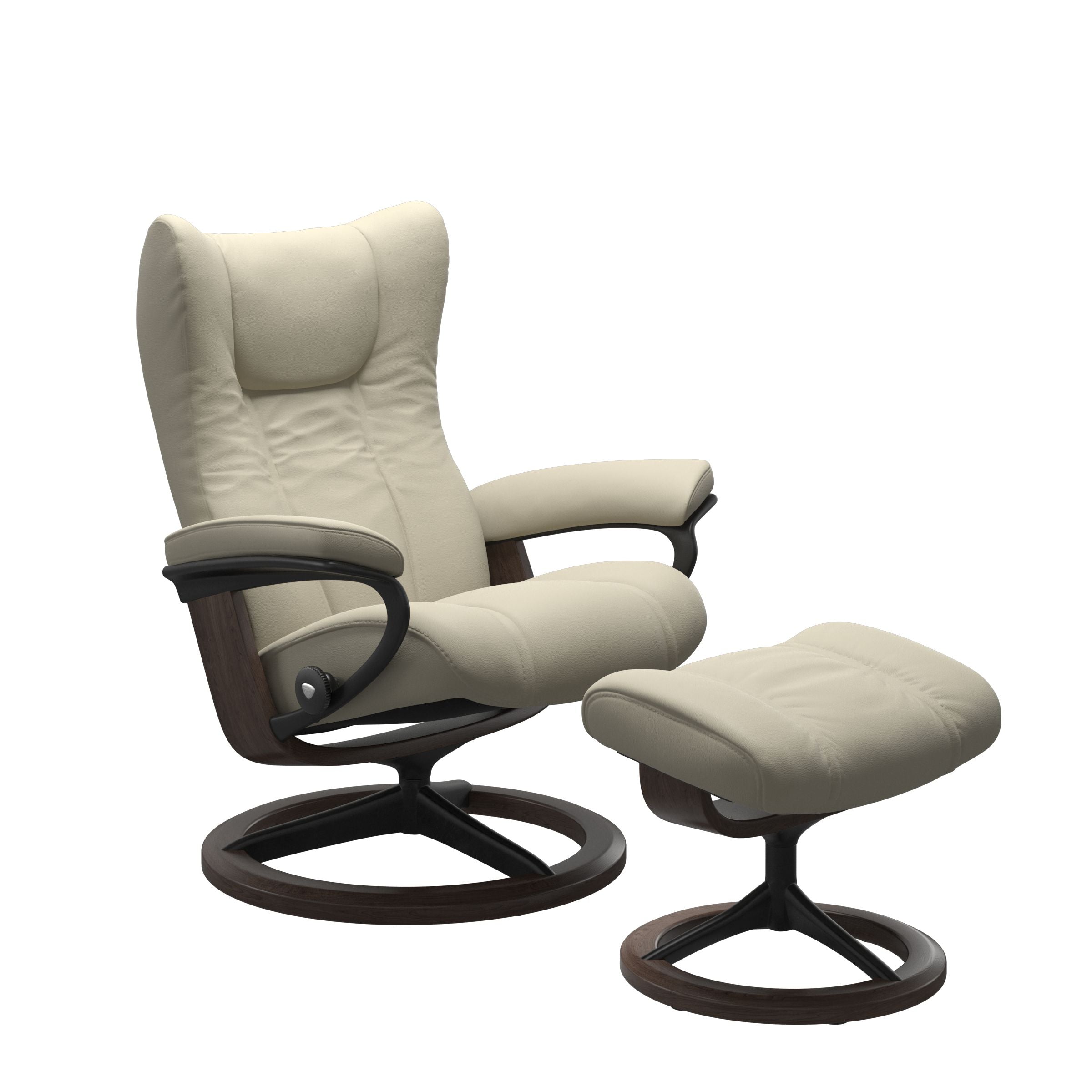 Stressless Wing Chair and Ottoman Small in Light Grey