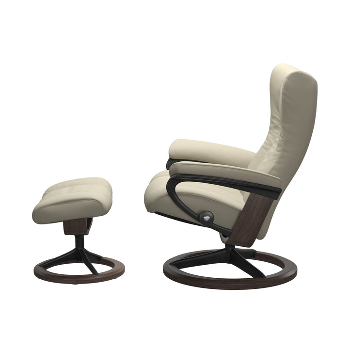 Stressless Wing Chair and Ottoman Small in Light Grey